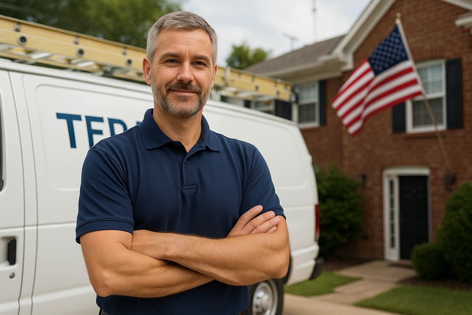 Teralinks LLC owner standing in front of service van